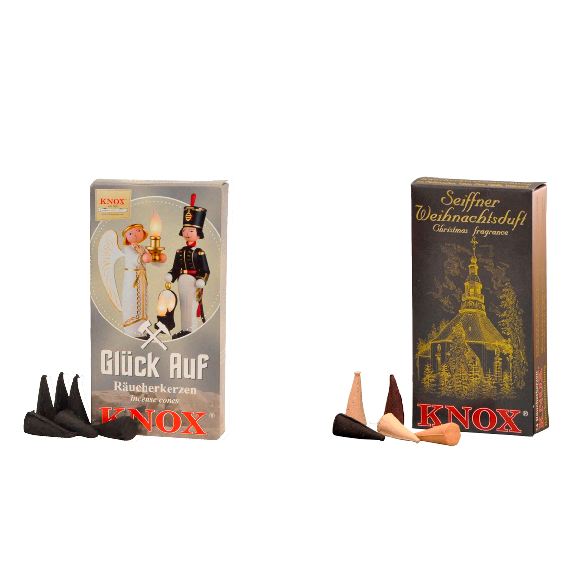 KNOX Räucherkerzen XXL 2er Set – Weihnachtsriesen Mit Schale, 10 Stück, Made In Germany, Brenndauer Ca. 30 Min