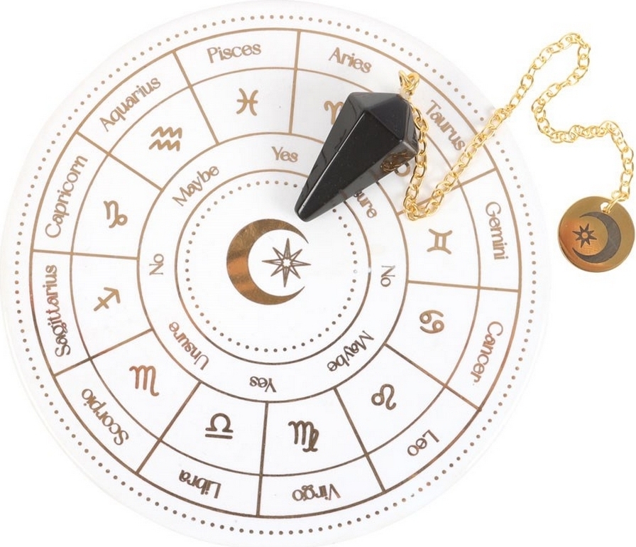 Something Different - Pendel - Weissagung Kit "Astrology Wheel" - Keramik, Kristall SD6260 (Einheitsgröße) (Weiß/Schwarz/Gold) UTSD6260