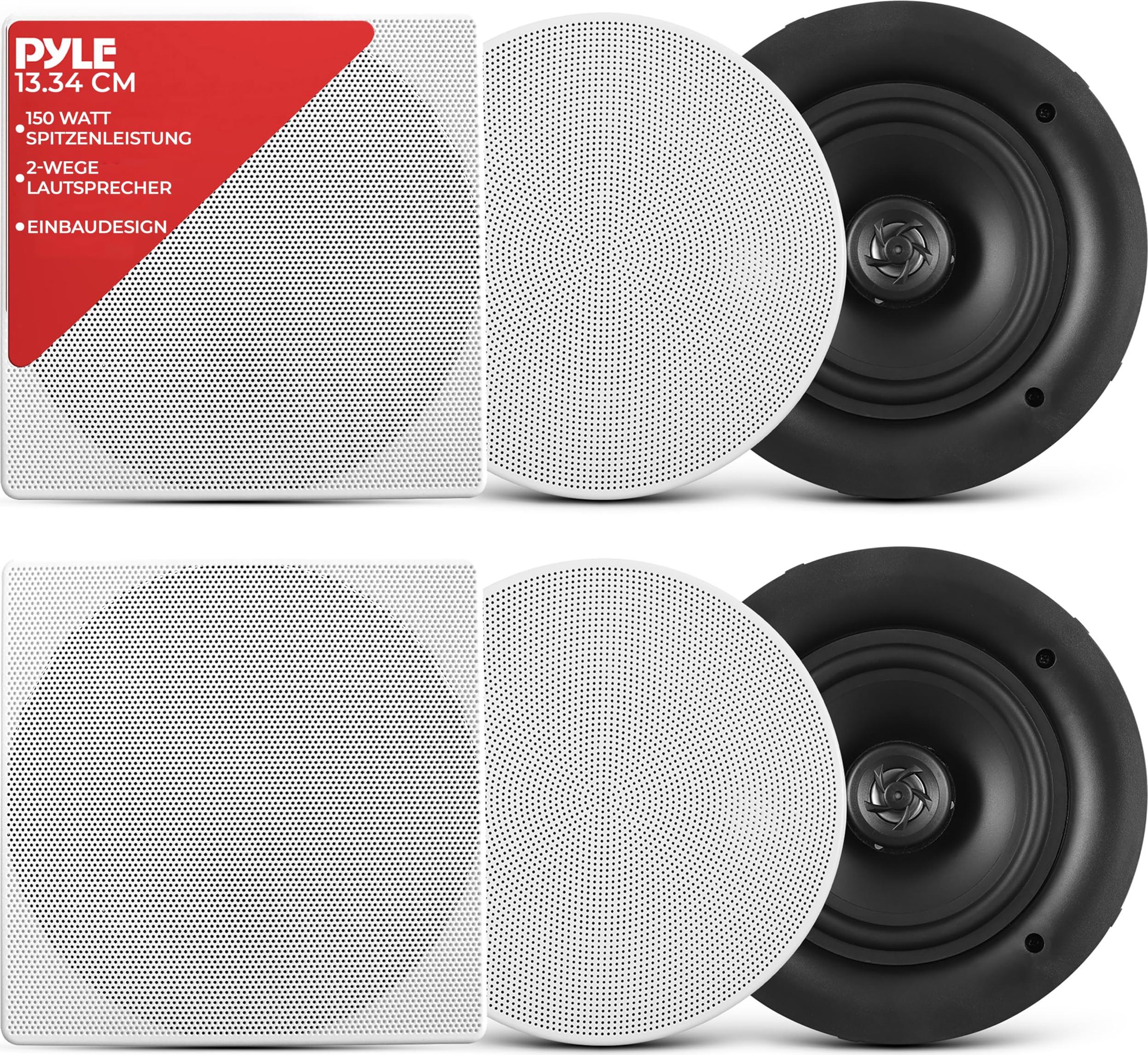 Pyle 13.3cm- Deckeneinbaulautsprecher, 150W- Ceiling Speaker, Deckenlausprecher, Wandlausprecher, Flache Lausprecher, Montagesystem, Hochtöner Lautsprecher, 2 Wege Laustprecher, für jeden Raum PDIC56