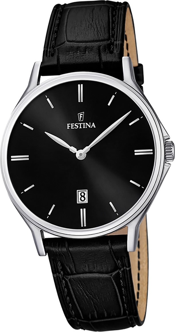 Festina kožené pánske hodinky F16745/5 Quartz náramkové hodinky čierne klasické D2UF16745/5