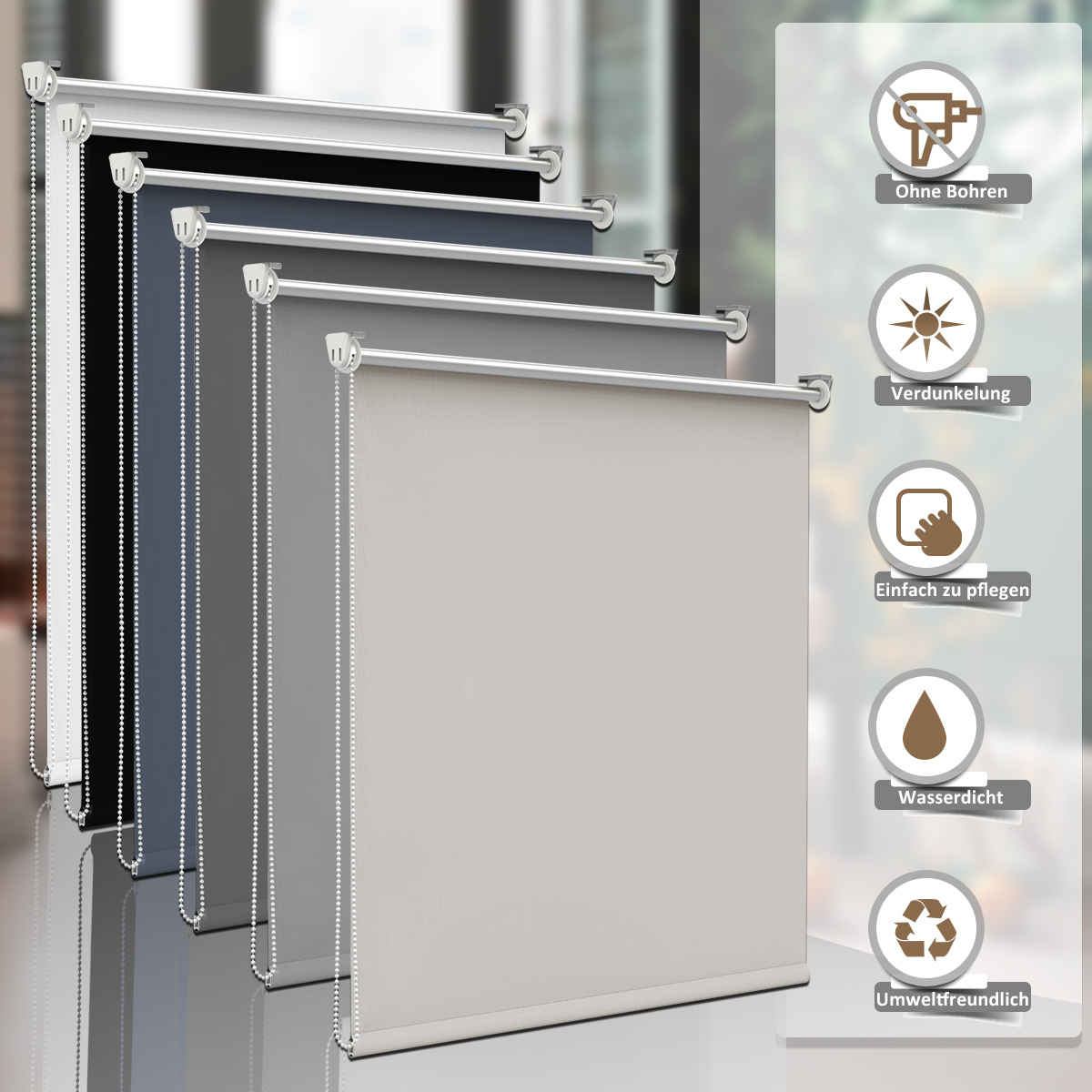 Tenda A Rullo Senza Foratura Senza Forare 75 X 50 Cm Fatto Su Misura