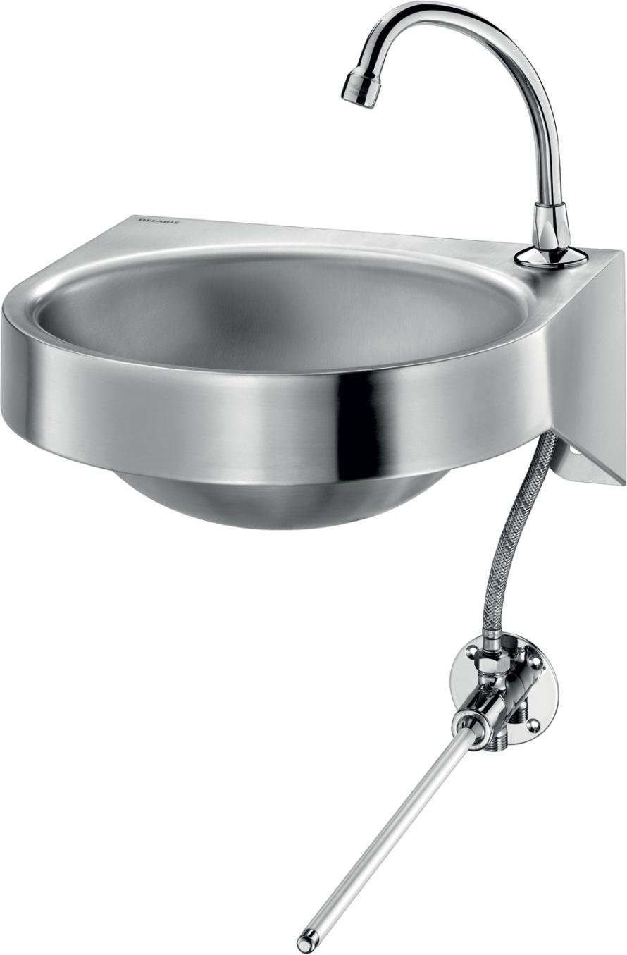 Delabie WT GENOU m. Kniebet. wandh. Hl. D 22 mm re Edst. 1.4301 sat 180330