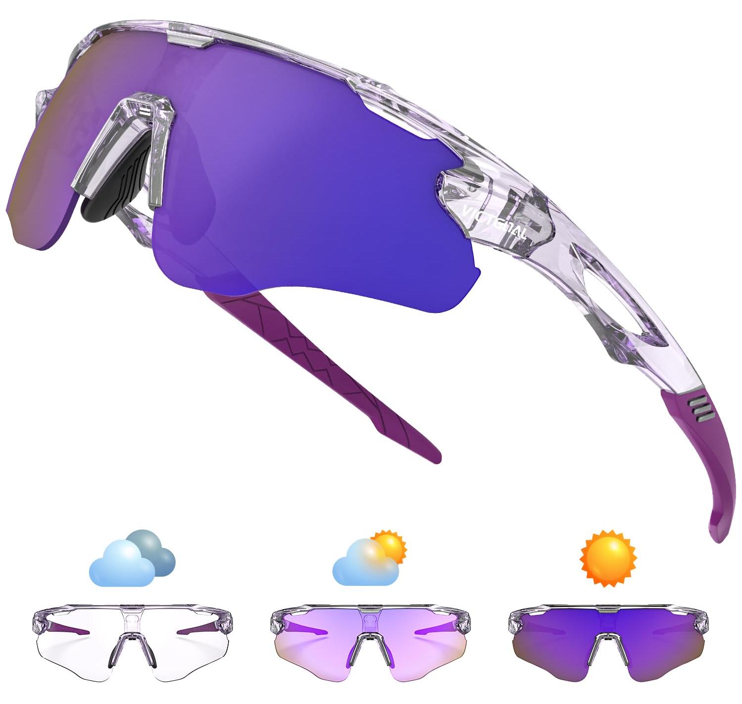 Victgoal Fahrradbrille Herren Damen Selbsttönend, TR90 Rahmen, UV400 Schutz