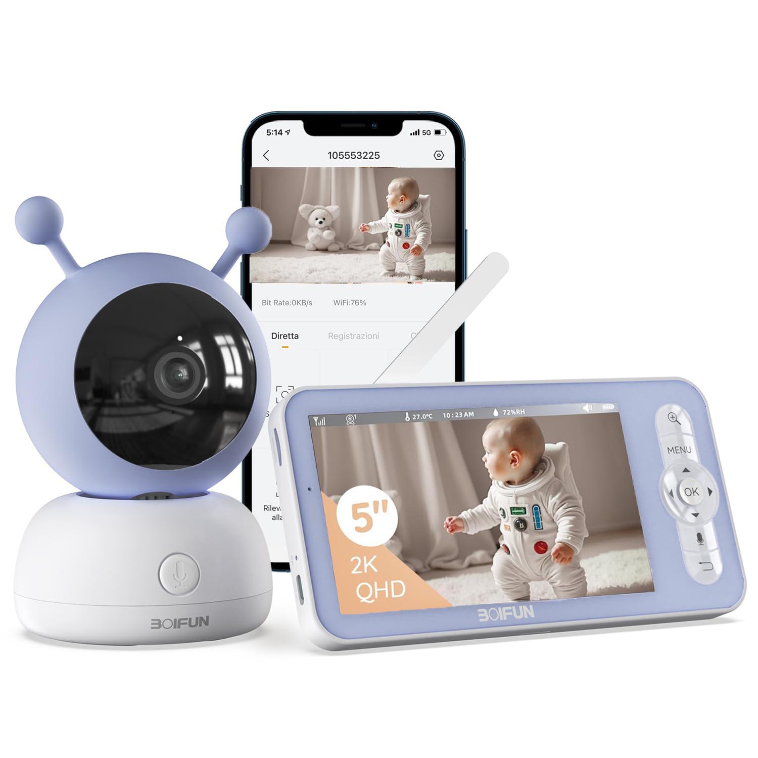 Avylet Babyphone mit Kamera 1080P 5 Zoll WLAN Video babyfone PTZ 360° IR Nachtlicht Automatische Verfolgung Weinen/Bewegungs/Geräusch-Erkennung BM0006VTEUBF