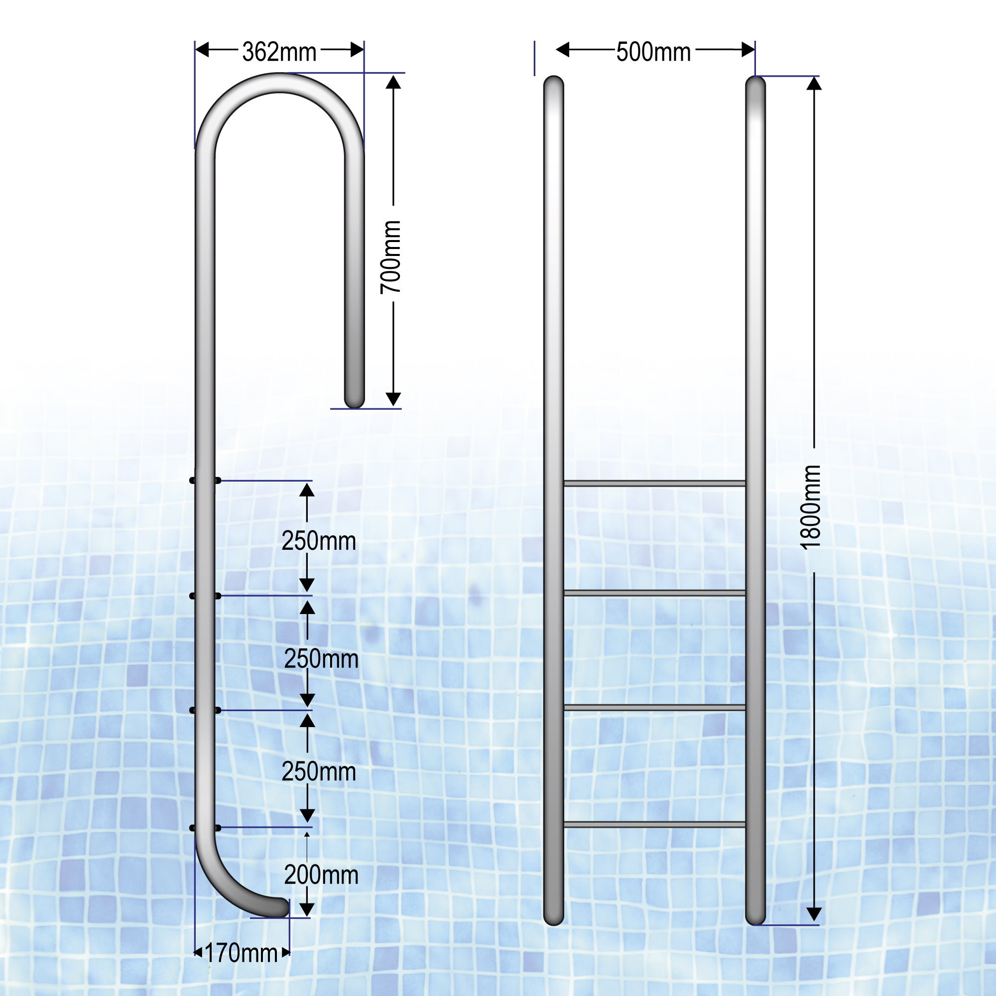 Astralpool Standard -Standard -4 -Standardtreppe 05494