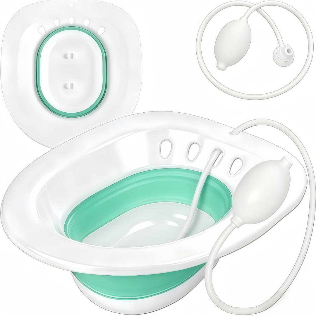 Saradevi-GmbH Bidet Sitzbad mit Flusher Sitzbäder,Sitzbadewanne,Bidet Einsatz für Toilette,Faltbar Bidetbecken,für Hämorrhoiden und Wochenbettpflege, faltbar