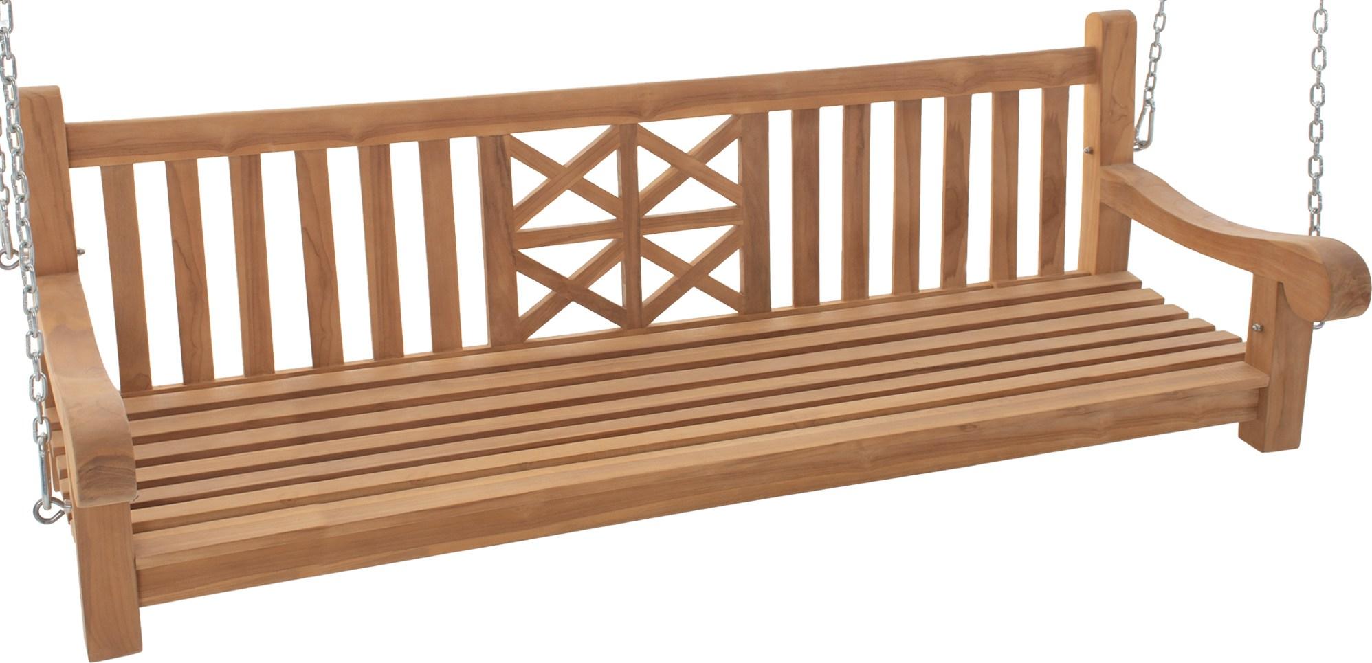 Schaukelbank TABEL - Holz Teak 180x70x61 cm | Hängebank Gartenschaukel Zum Aufhängen Veranda-Schaukel