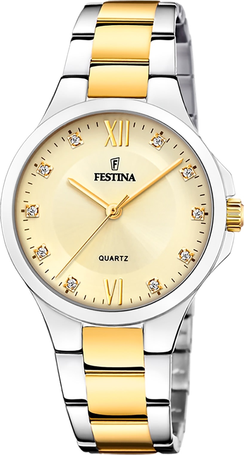 Festina dámske náramkové hodinky z nehrdzavejúcej ocele strieborno-zlaté ležérne D2UF20618/1