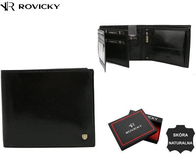 Elegante Herren-Geldbörse aus Leder ohne Außenverschluss - Rovicky