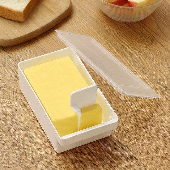 Famanu Butterdose mit Deckel, 2 Stück Butterbehälter mit Schneider für 200 g Butter, rechteckige Butterbox für Kühlschranktür, Kunststoff SHSHOP