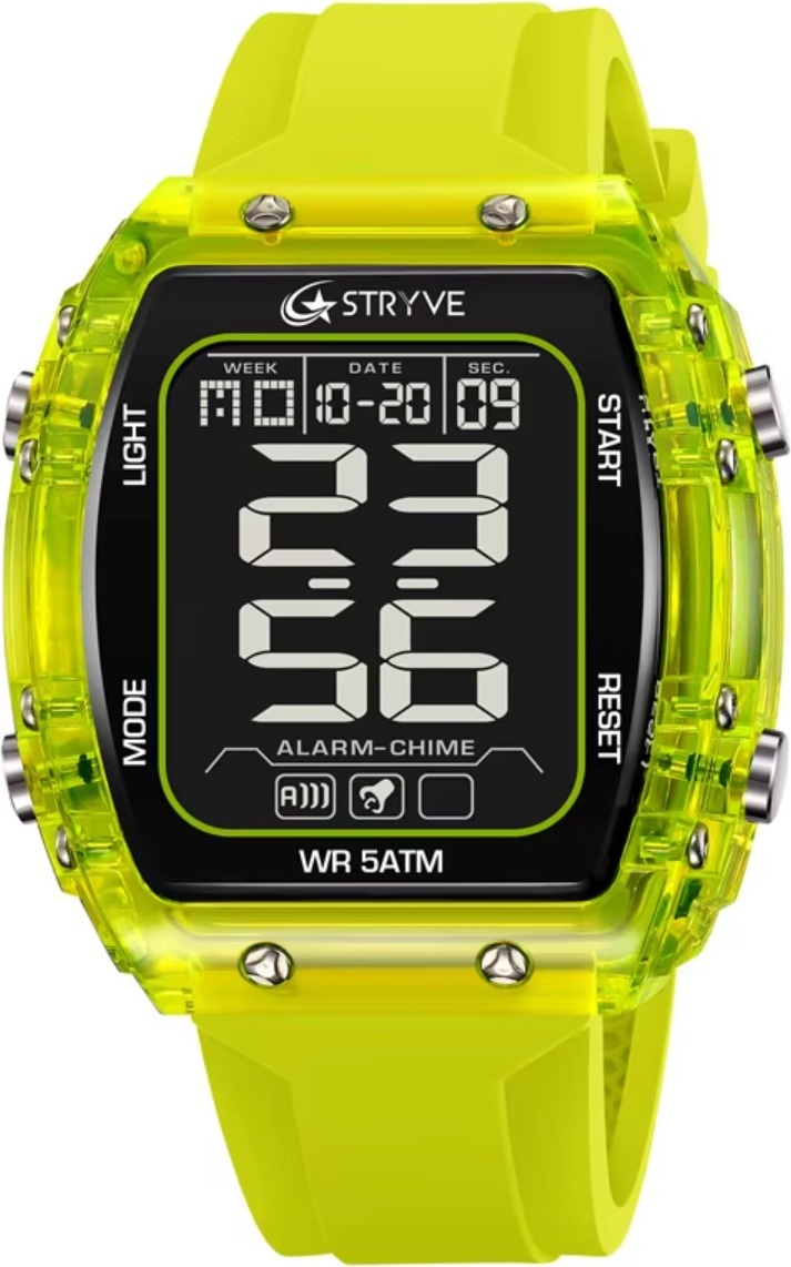 Stylische digitale Uhr STRYVE Timo in Gelb – Minimalistisch und robust KP35304