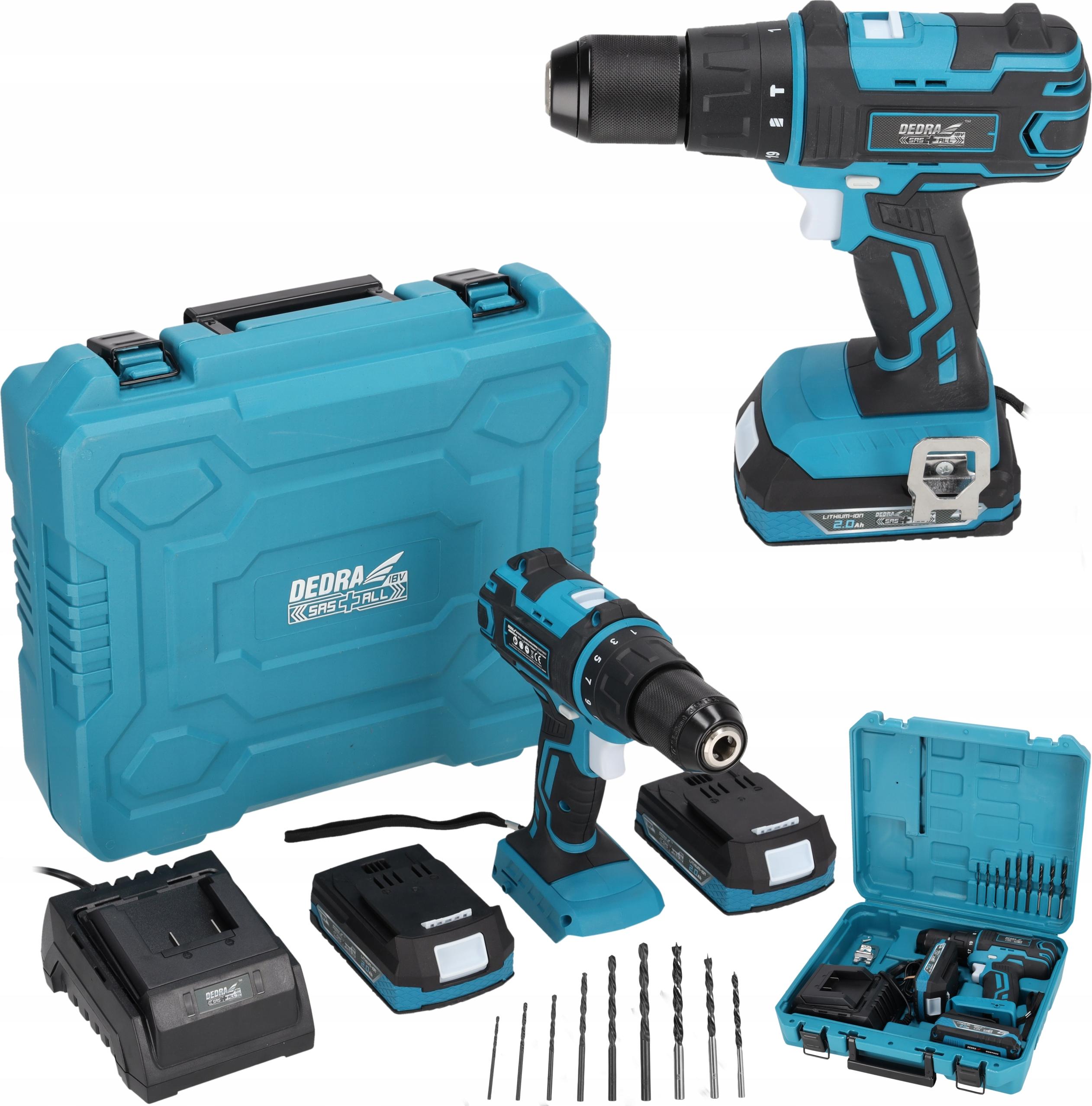 Bohrmaschine/Schrauber Schlagschrauber Dedra 18V 50Nm 2X2Ah Set Ladegerät Koffer BELLA-T-2791