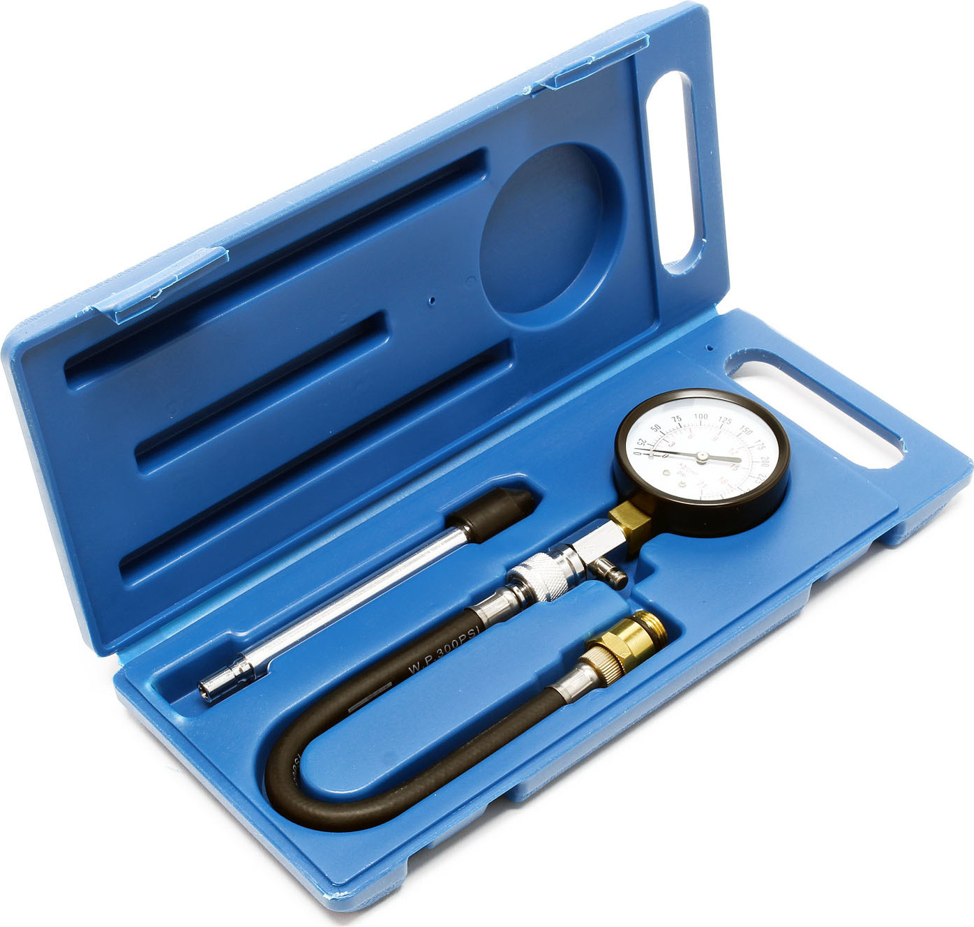 Wiltec Kompressionsmessgerät 0-20 bar für Benzinmotoren 3-teiliges Set im Koffer für PKW LKW Kompressionsmessgerät Kompressionstester Messgerät Tester 61483