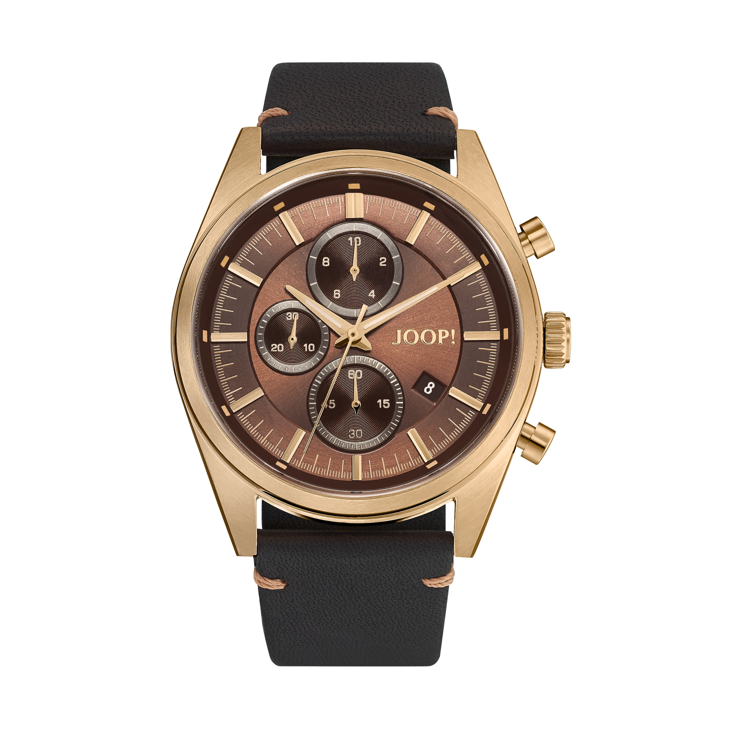 JOOP! Herren Chronograph Armbanduhr aus Edelstahl mit Echtleder Armband - 2034580