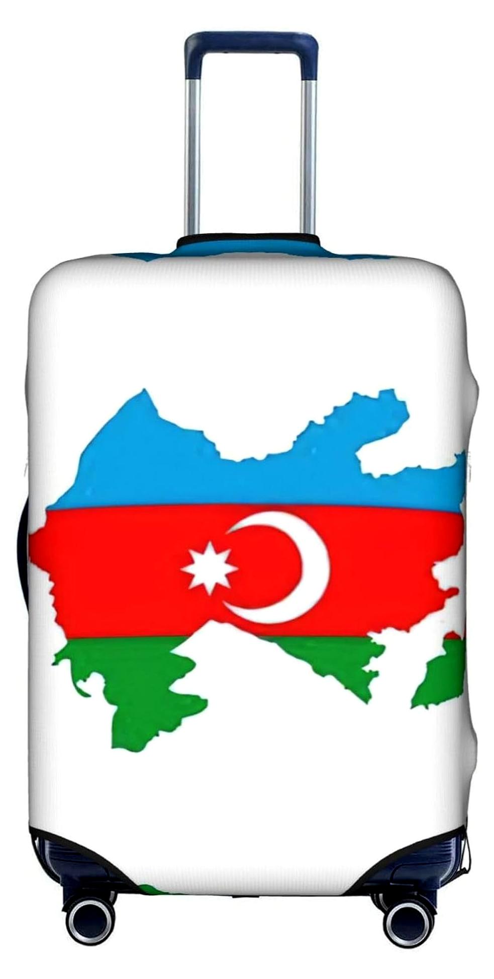 Markenlos Kofferabdeckungen mit Aserbaidschan-Flagge und Kartendruck, passend für Koffer von 45,7 bis 81,3 cm, Farbe Weiß, Größe XL