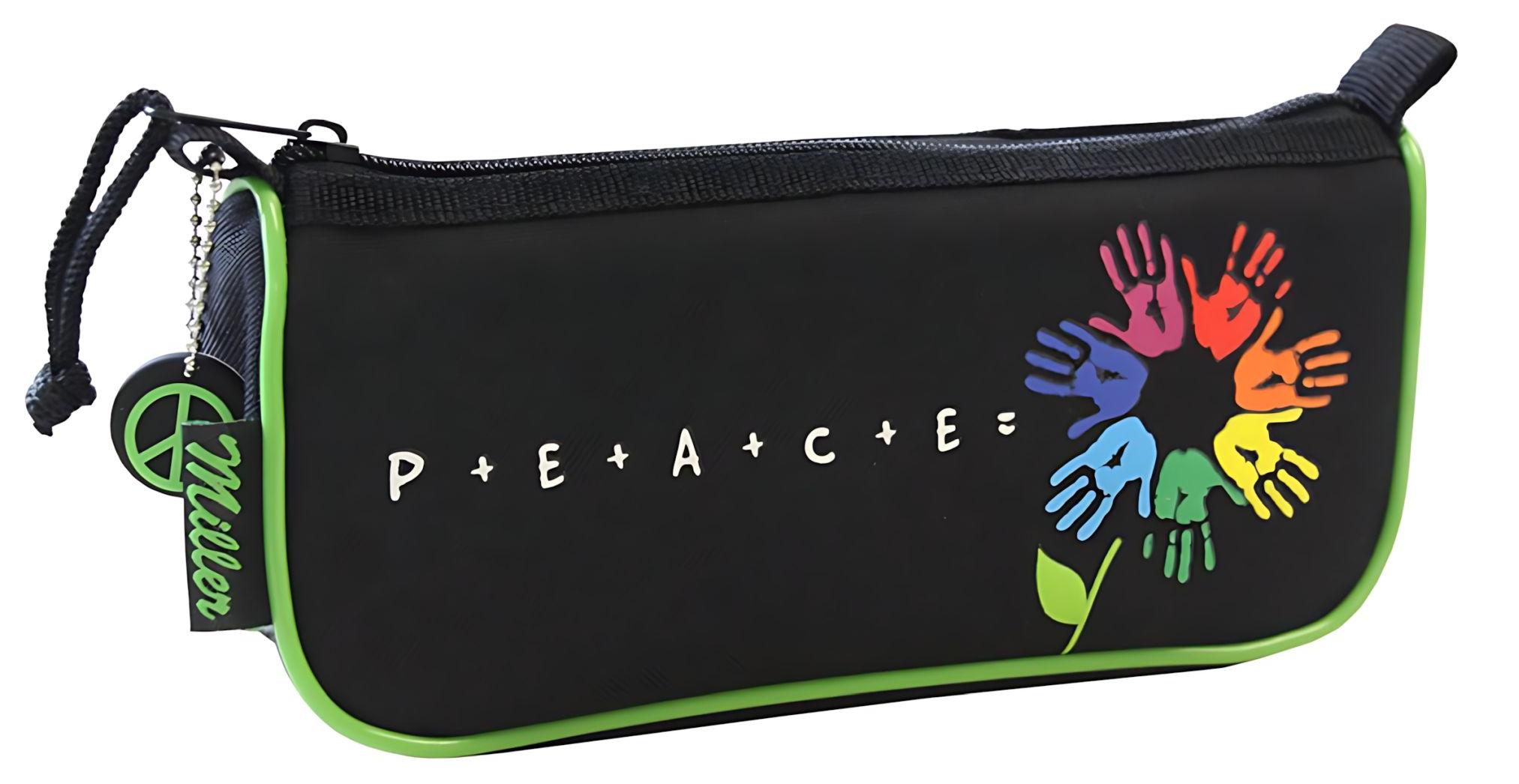 Rheita Schlamperrolle oval, schwarz, Motive "Peace", abwaschbares Material 422-55