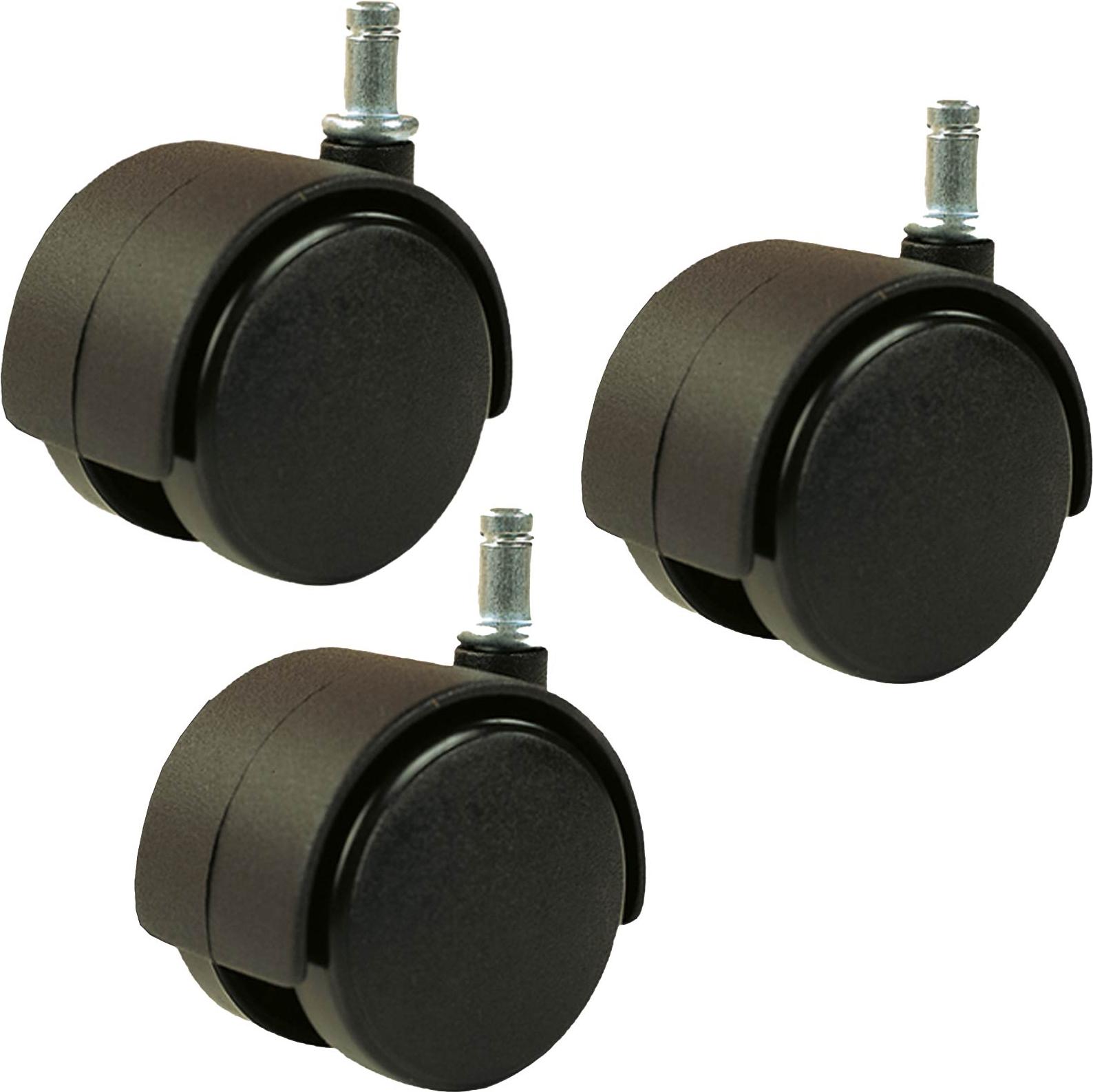 hometrend24 Set3 = 3 Rollen schwarz für weichen Untergrund Metallstift Ø 10 mm
