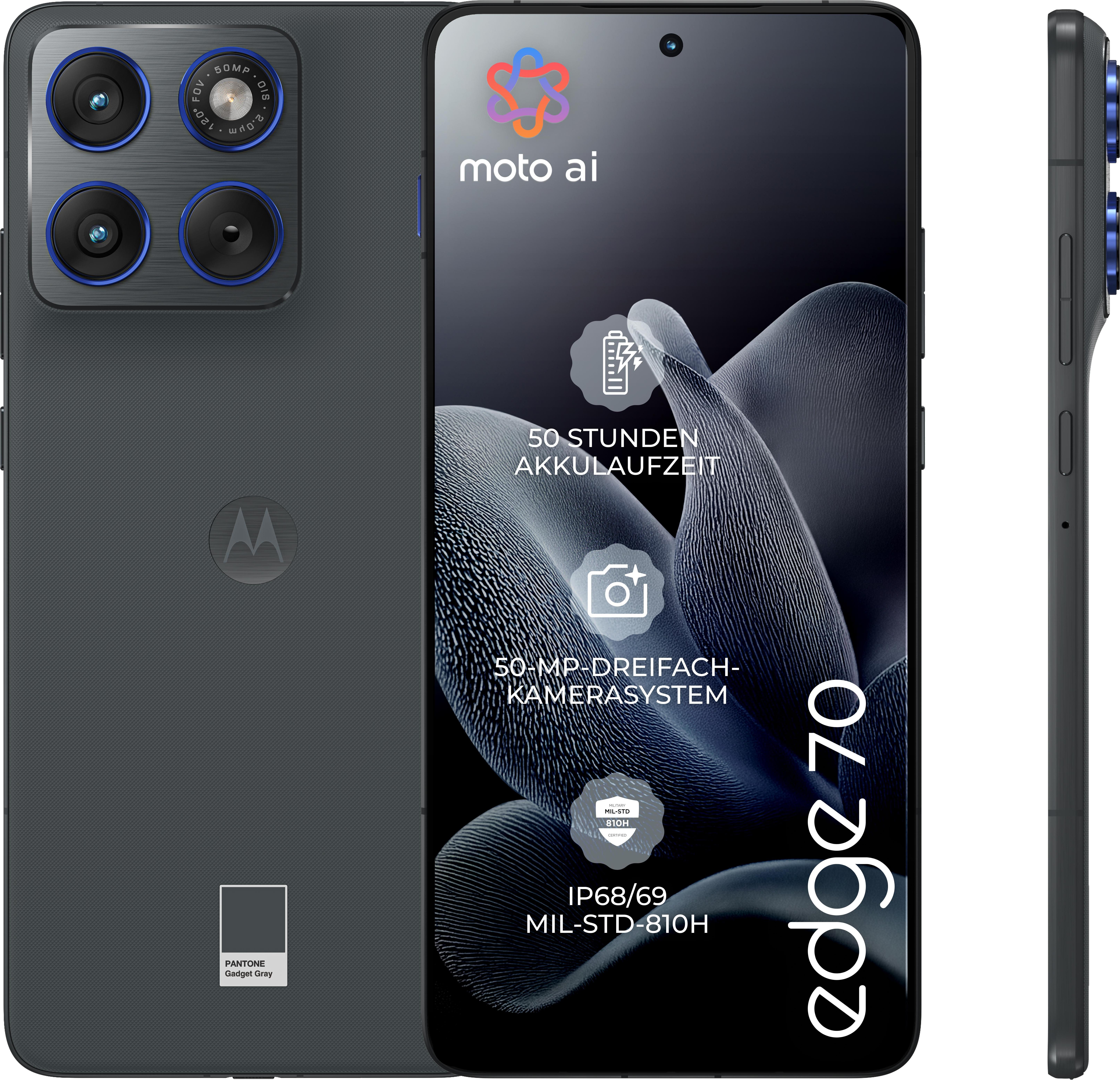 Motorola edge 70 , 17 cm (6.7"), 12 GB, 512 GB, 50 MP, Android 16.0, Šedá