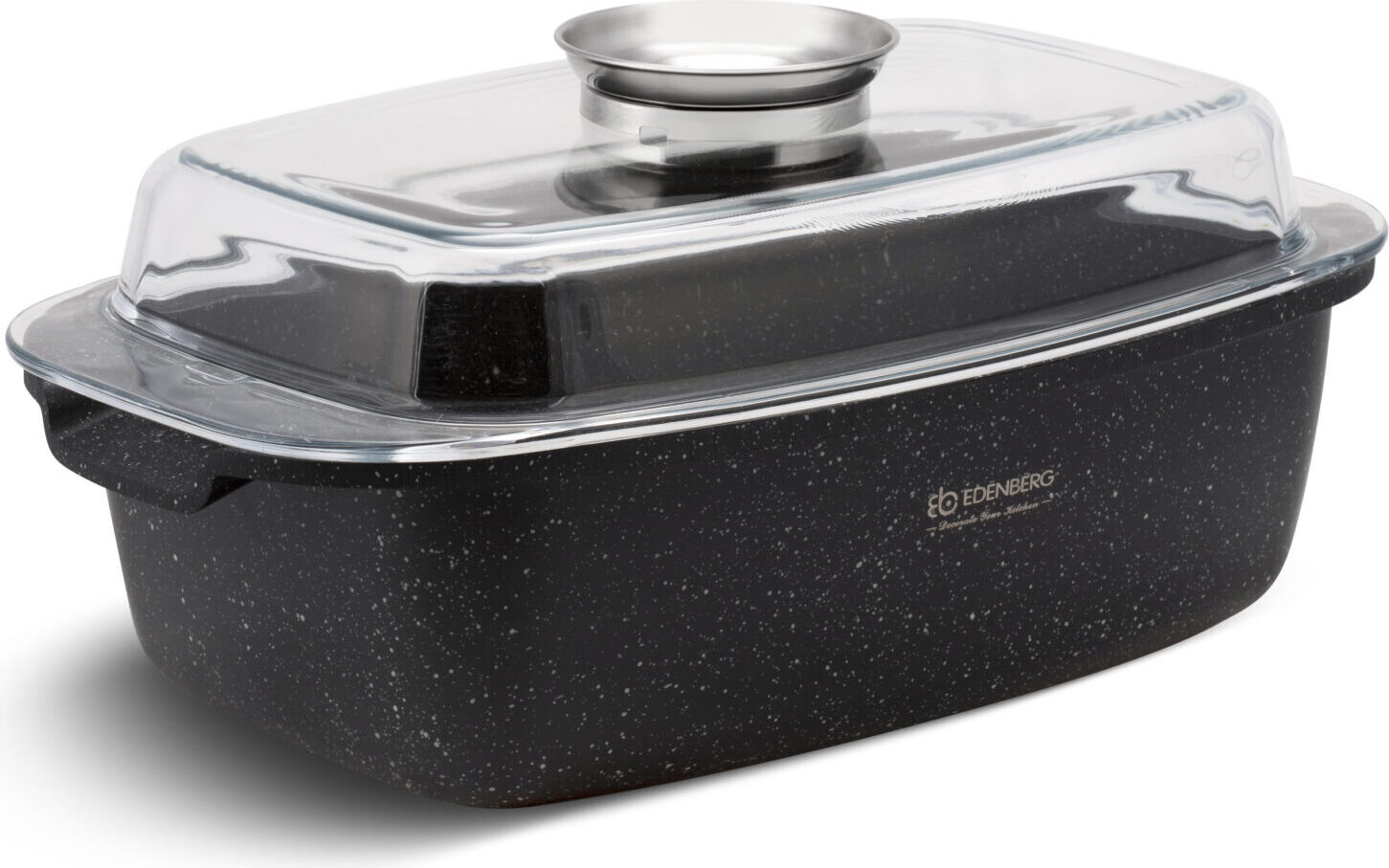 EDENBERG Aluguss Bräter 5.5L Alugussbräter Backtopf Gänsepfanne Entepfanne 32cm x 11cm, Schwarz Farbe EB 8125001