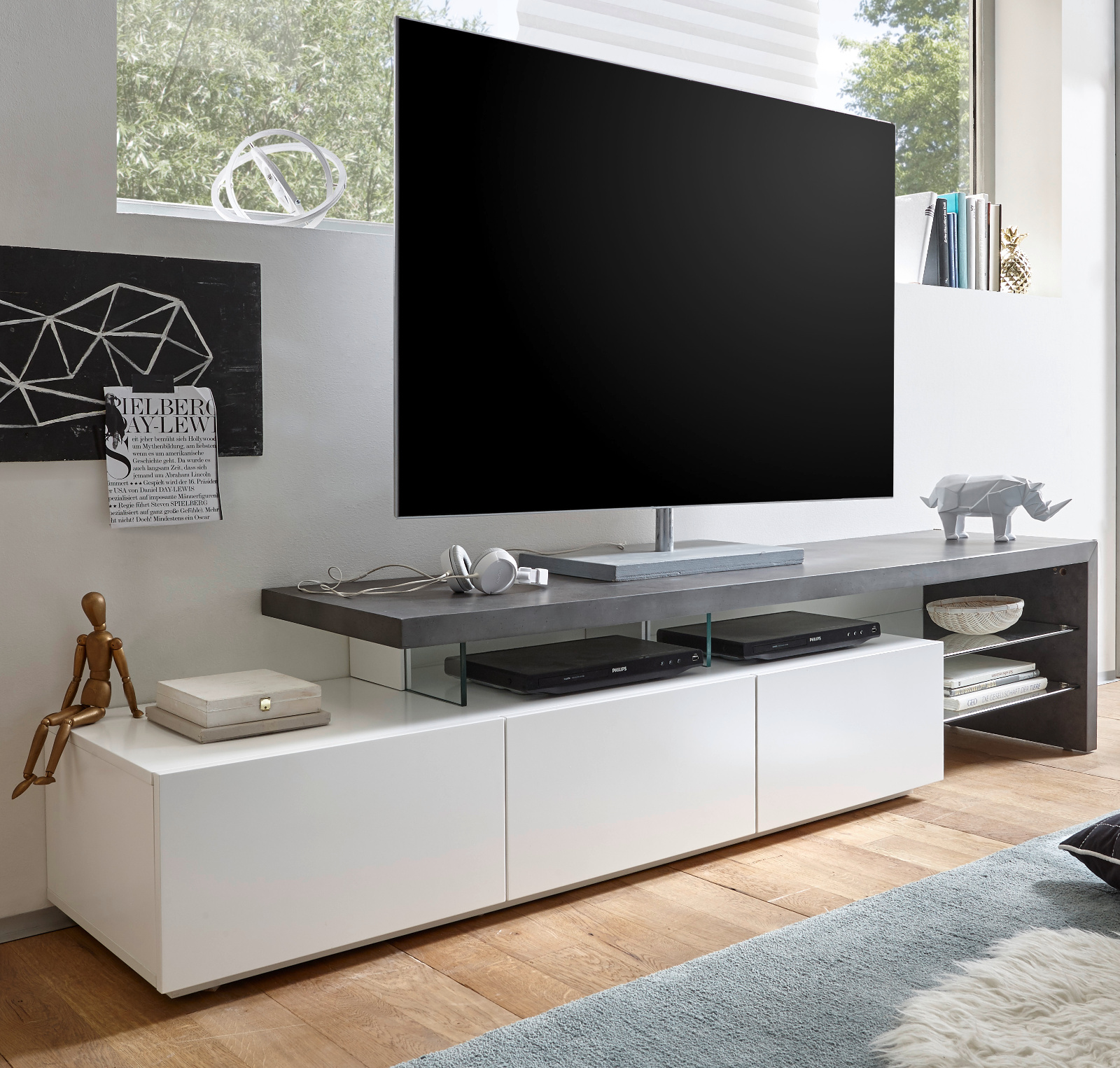 TV-Lowboard Alimos in weiß und Beton Design | Kaufland.de
