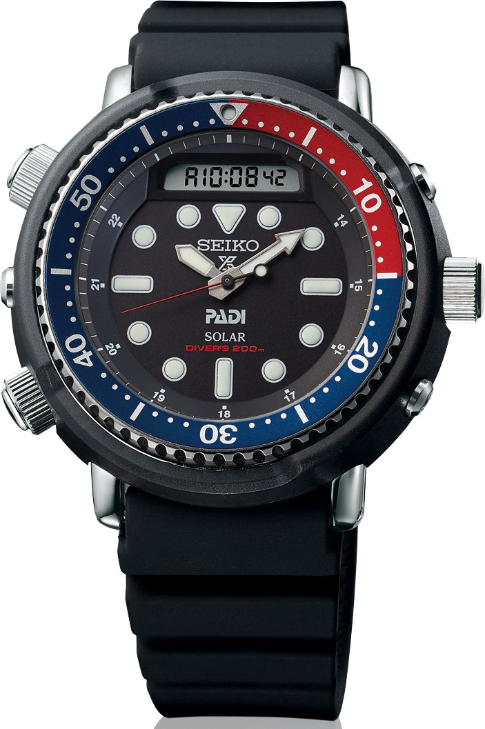 Seiko Prospex SEA Solar Analogue-Digital Chronograph Diver's SNJ027P1 Pánske náramkové hodinky Solárne napájanie