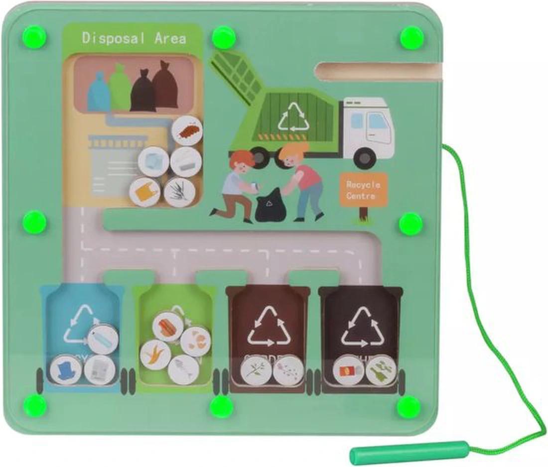 Halay Chad Valley Holzspielzeug Mülltrennungsspiel – Recyclingstation für Kinder mit verschiedenen Materialien und Rollenspielaktivitäten