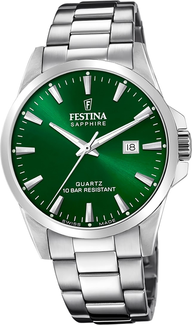 Festina pánske hodinky z ušľachtilej ocele strieborné Festina Swiss made náramkové hodinky D2UF20024/6