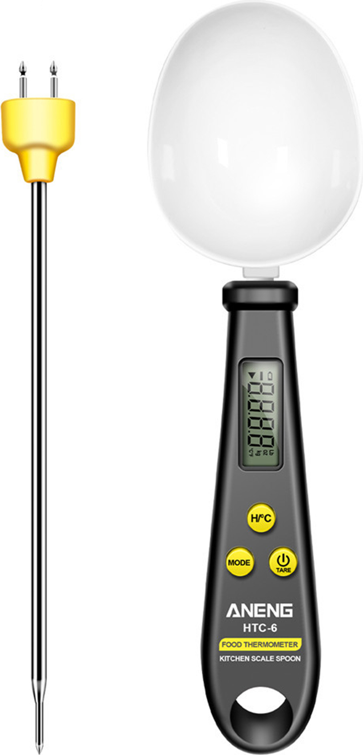 Bremen Set 2-in-1 Multifunktions-Löffelwaage LCD-Display Präzise Edelstahlsonde Messskala für feste und flüssige Zutaten Thermometer Küchenbackzubehör 3797117
