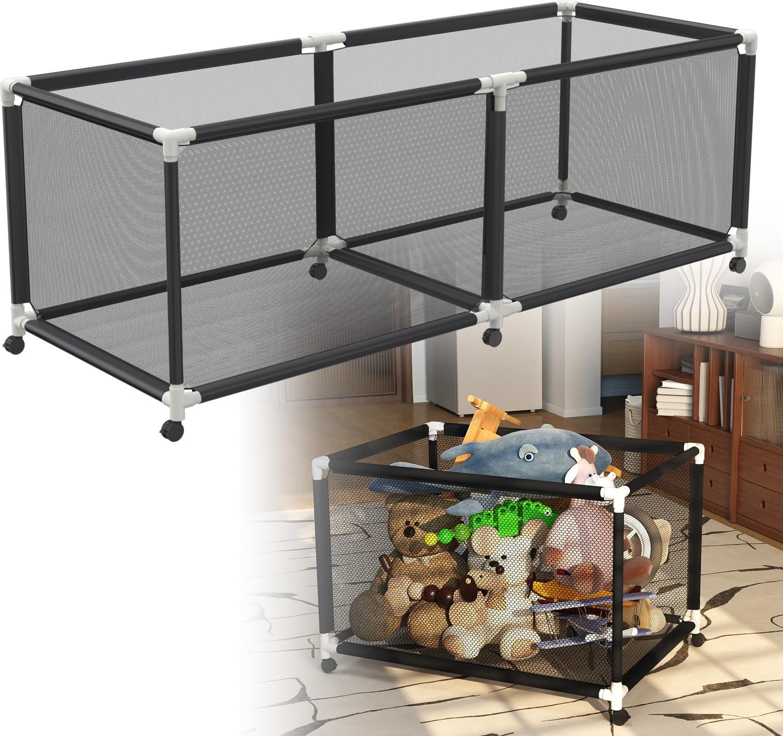 ACXIN Pool Aufbewahrungsbehälter 160x79x88cm Außen Pool-Aufbewahrungsbox mit Rollen, Schwarz Netz Organizer für Schwimmringen, Strandbälle, Pool-Nudeln, Spielzeug und Schwimmausrüstung
