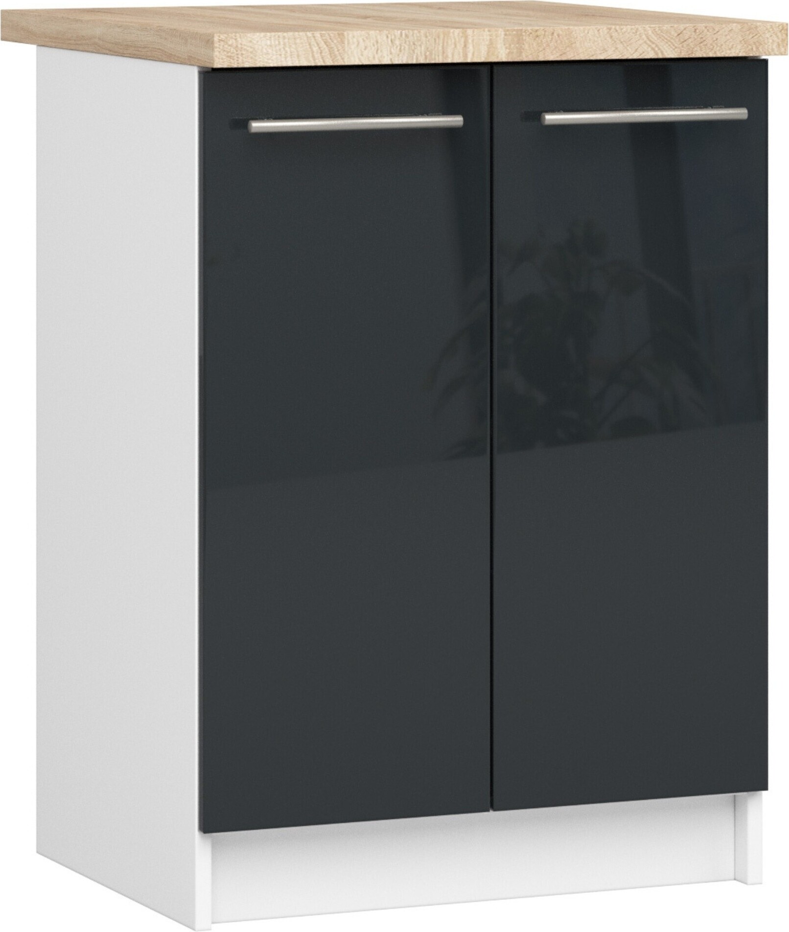 Küchenschrank AKORD OLIWIA S60 Weiß 60 cm Front Graphit Glanz B60 x H85 x T46 cm KS0POLIBIAGRAFPOL007