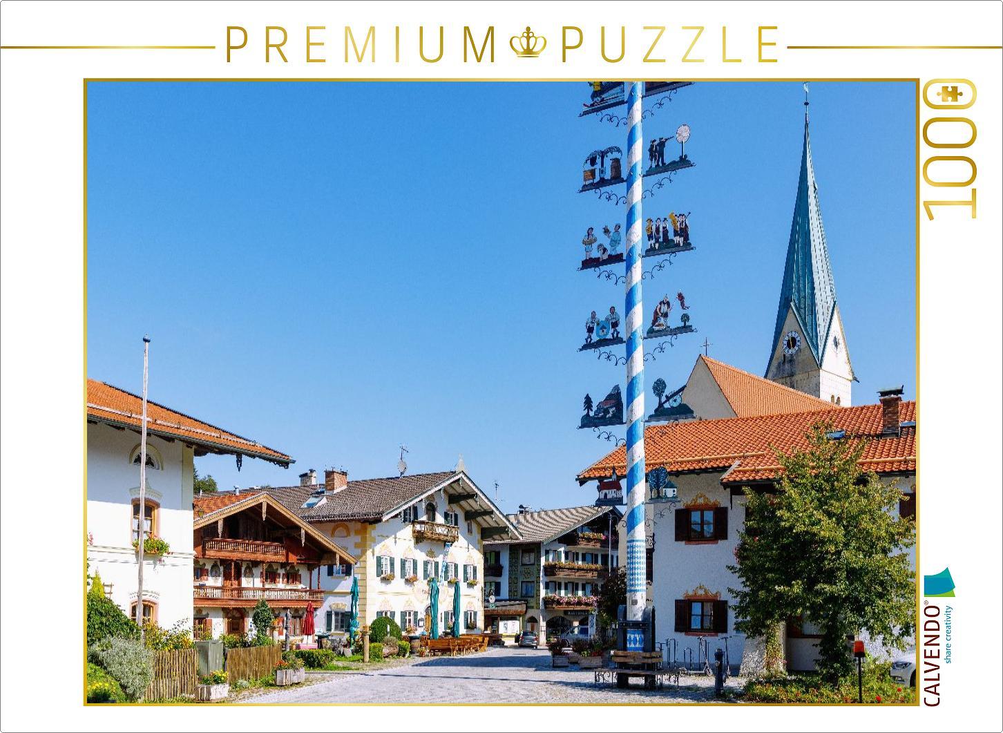 CALVENDO Puzzle Marktplatz mit Schusterhäusl und Maibaum in Törwang | 1000 Teile Lege-Größe 64x48cm Foto-Puzzle für glückliche Stunden