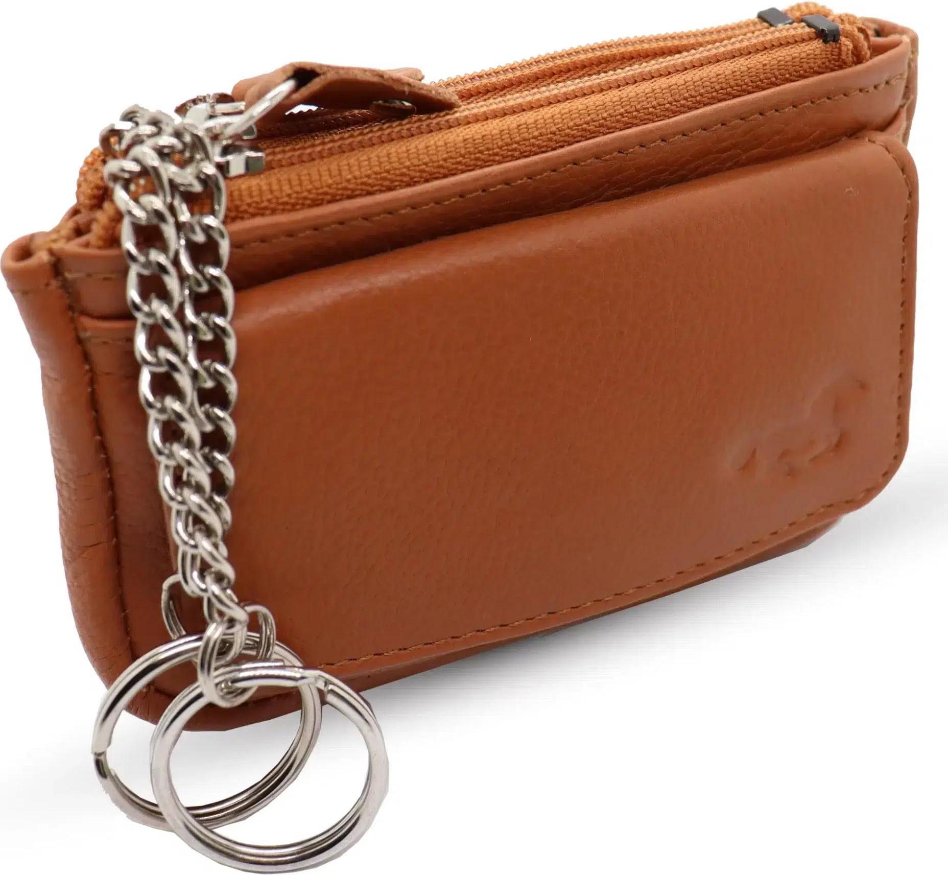 Safekeepers sleuteletui - sleuteletui met rits - sleuteletui dames - sleutelmapje - sleutelbeursje -sleutelzakje -sleuteltasje heren 2102_tan