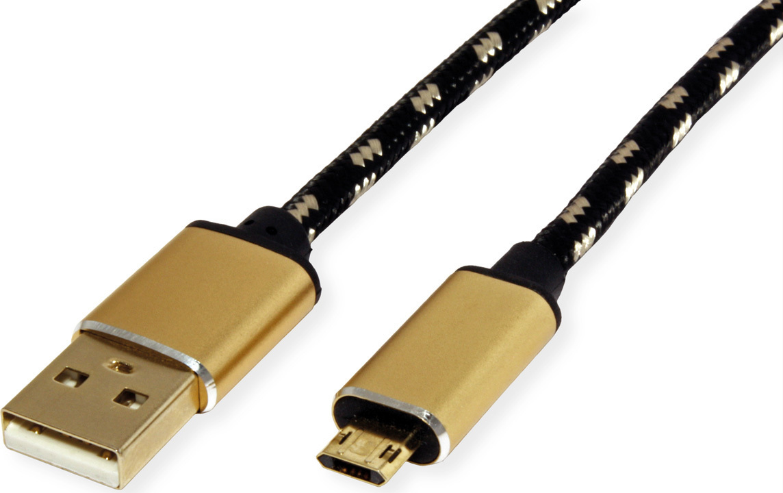 ROLINE GOLD USB 2.0 Kabel, Typ A ST - Micro B ST (reversibel), 1,8 m 11.02.8820
