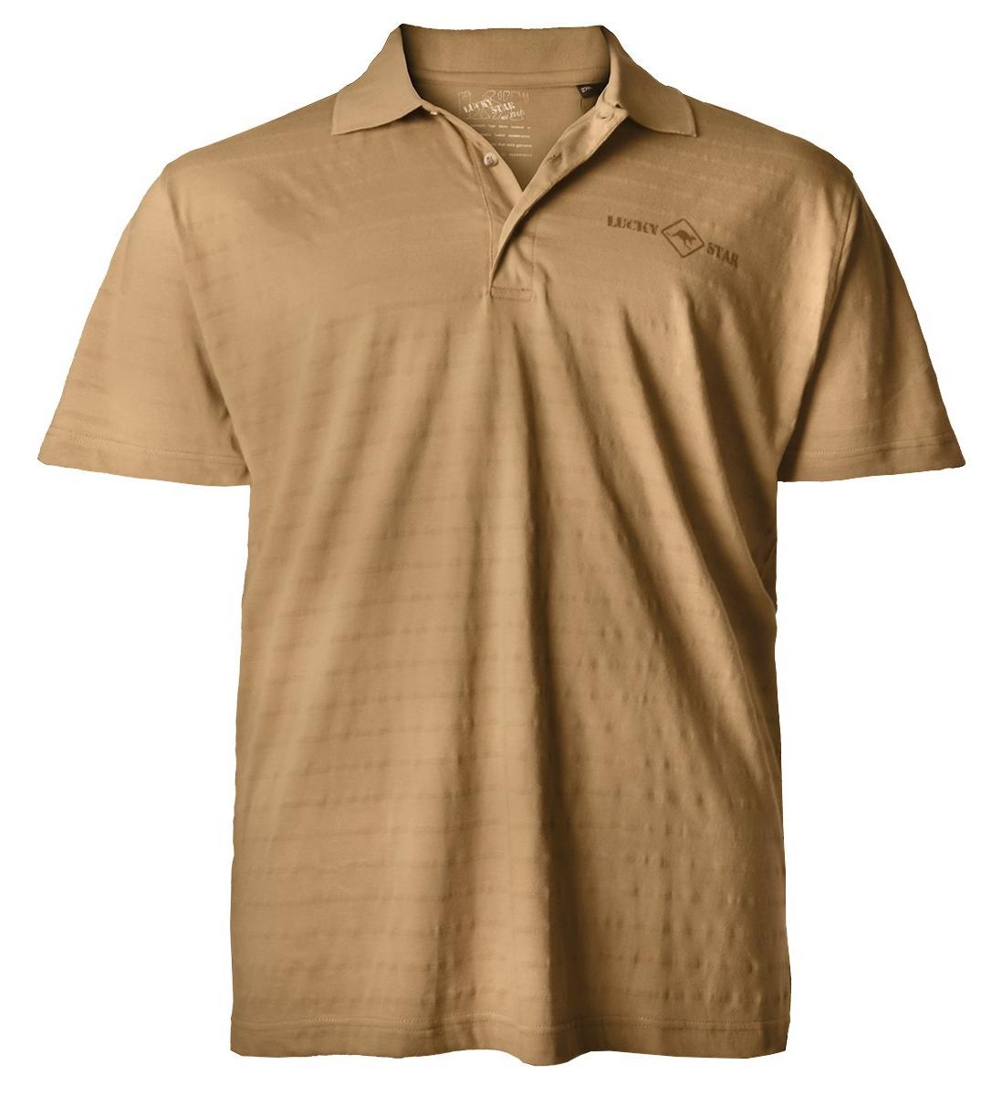 Lucky Stars XXL Lucky Star Poloshirt mit Querstruktur camel-beige
