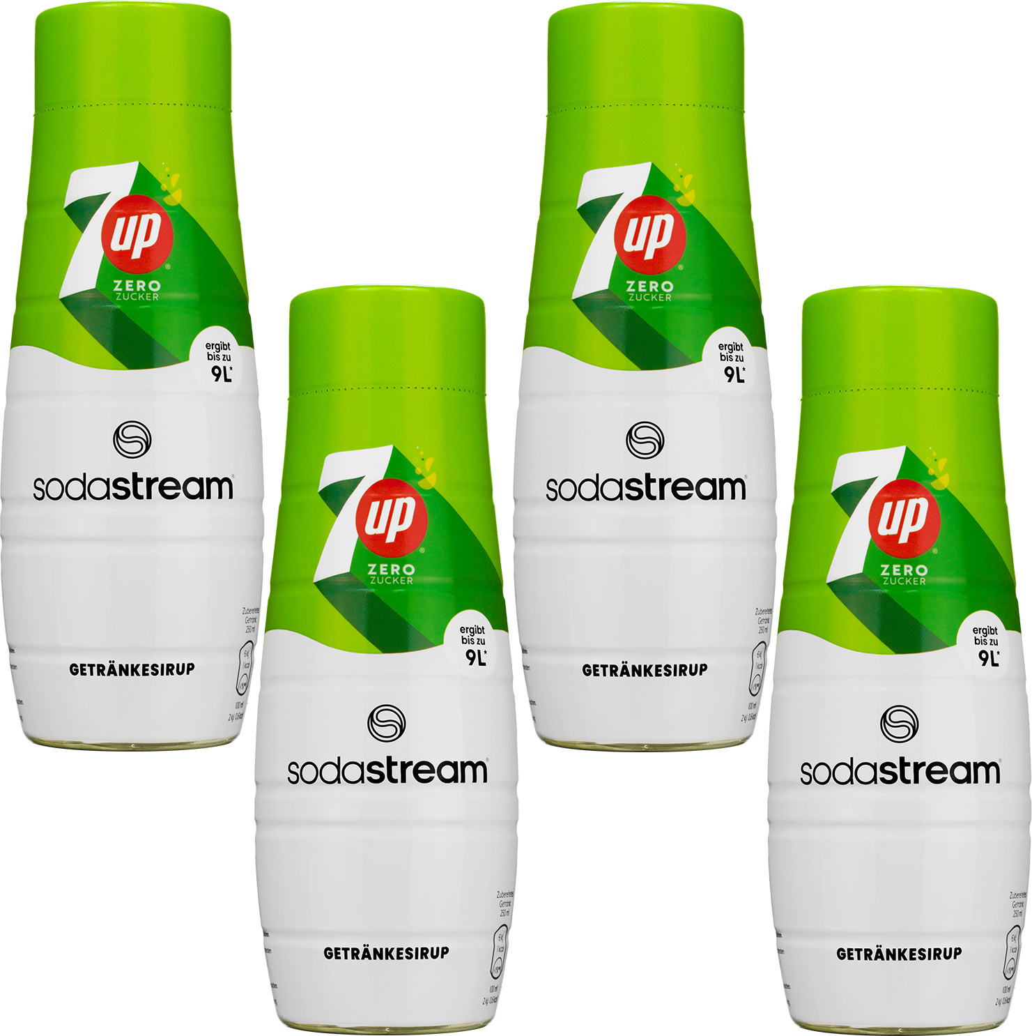 7Up Sirup Zero Zucker 440ml 4er Pack für SodaStream Getränkesirup