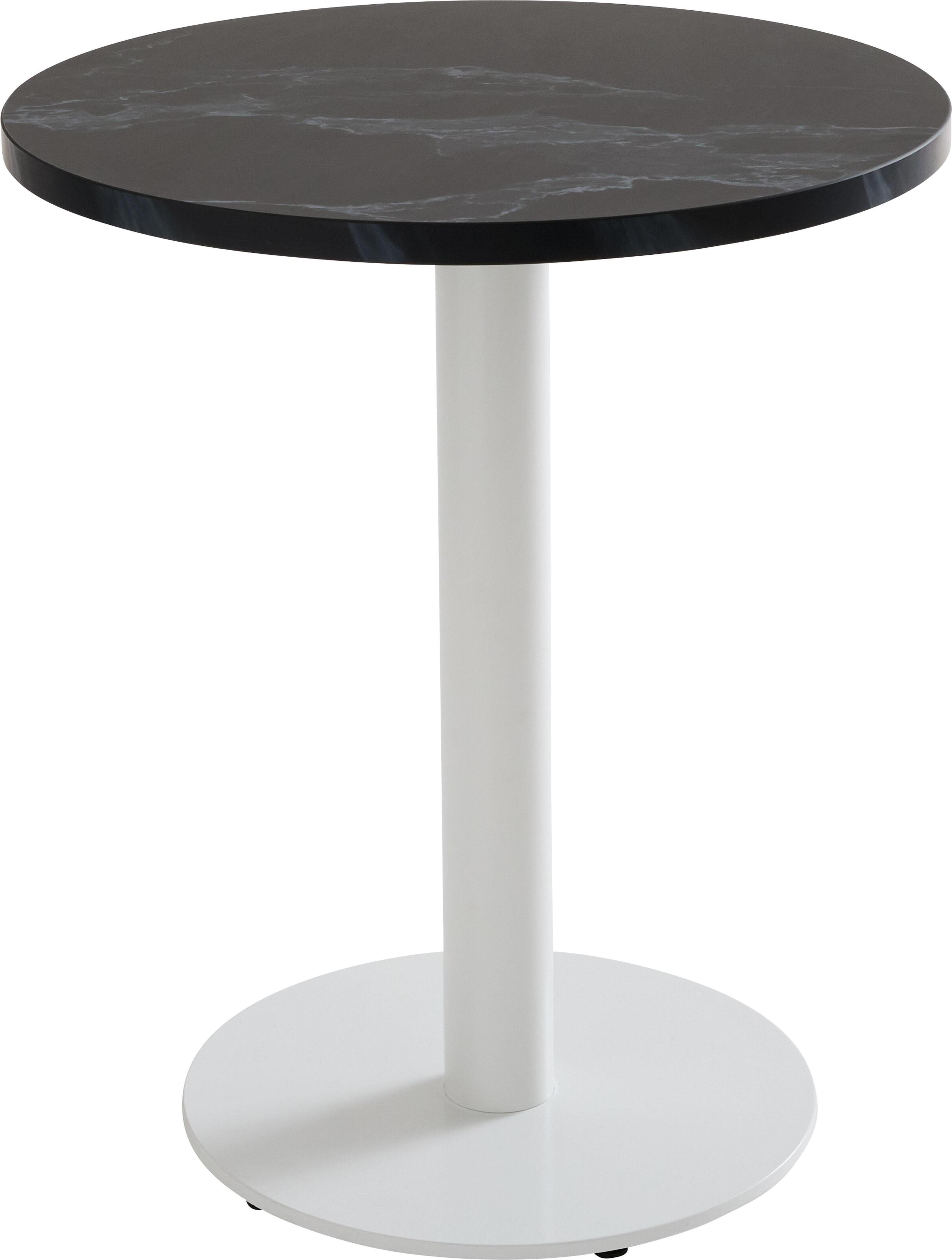 Tisch Esszimmer rund 60 cm weißes Bein und schwarze Marmorbeschichtung - Oviala Rivoli 113157