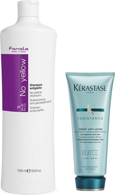 Fanola No Yellow Shampoo 1000ml + Kerastase Ciment Anti-Usure 200ml