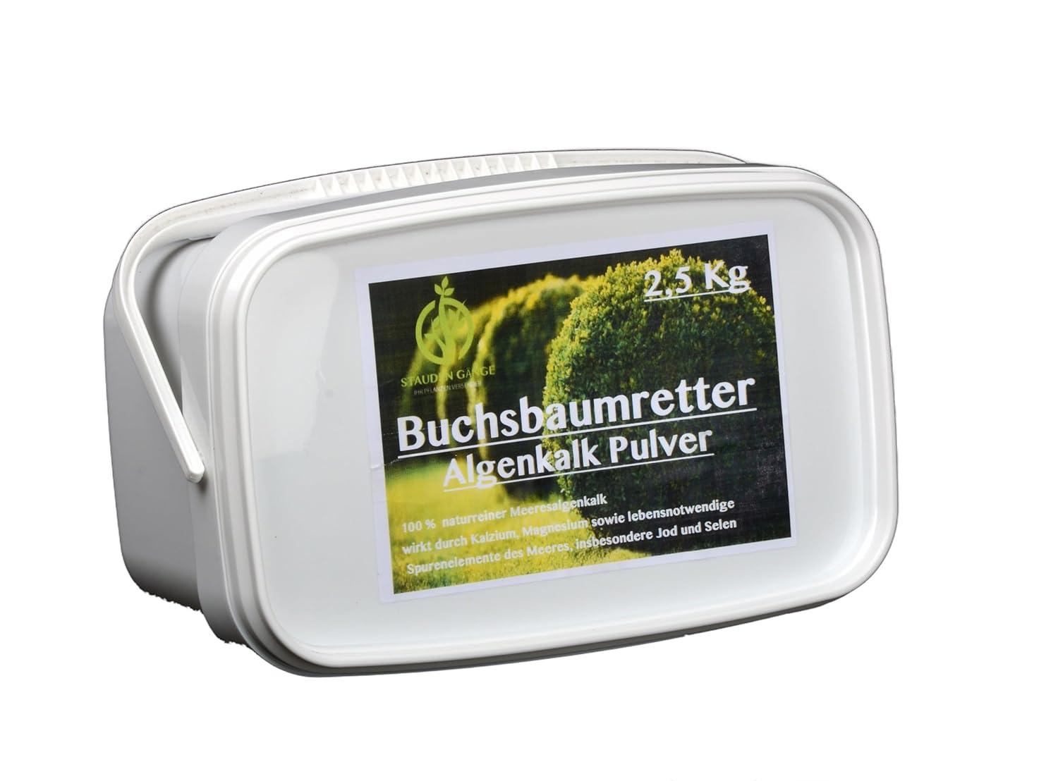 Stauden Gänge Algenkalk Pulver 2,5kg - im Eimer - Aus 100% reinen Meeresalgen - Regeneration des Buchsbaum beim Buchsbaumzünsler