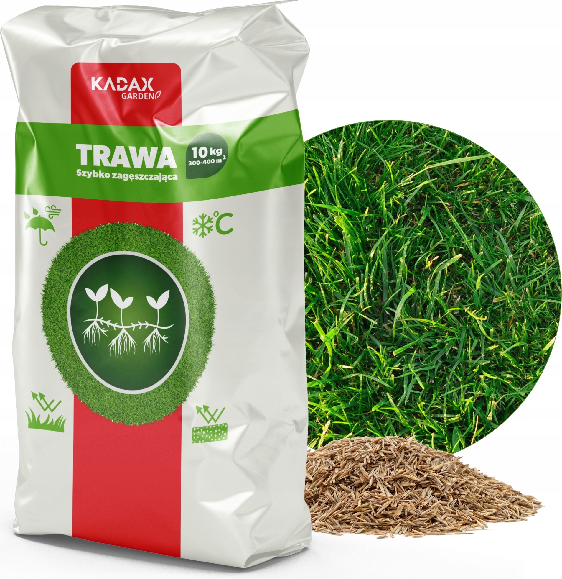 KADAX Rasensamen, 300-400 m2, Grassamen, schnellwachsendes Gras, Rasenpellets K4299