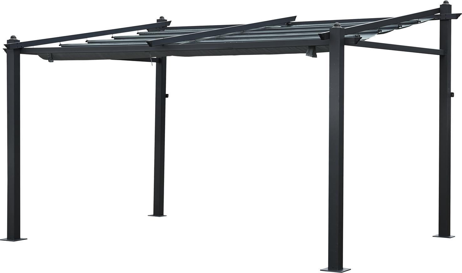 HAPPY GARDEN Wandpergola 3 × 4m FRÉJUS grau - Aluminiumstruktur GAZ12G
