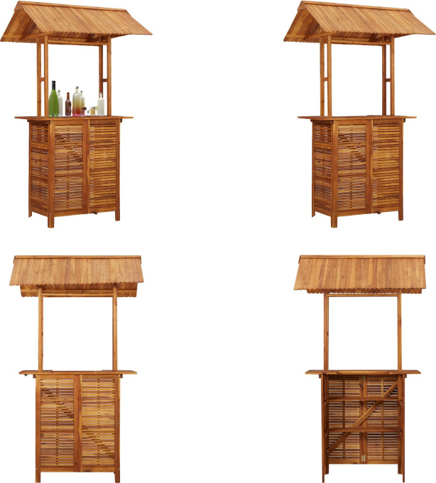 vidaXL Outdoor Bartisch mit Dach 113x106x217 cm Akazie Massivholz - Stehtisch - Stehtische - Stehtisch Mit Dach - Stehtische Mit Dach