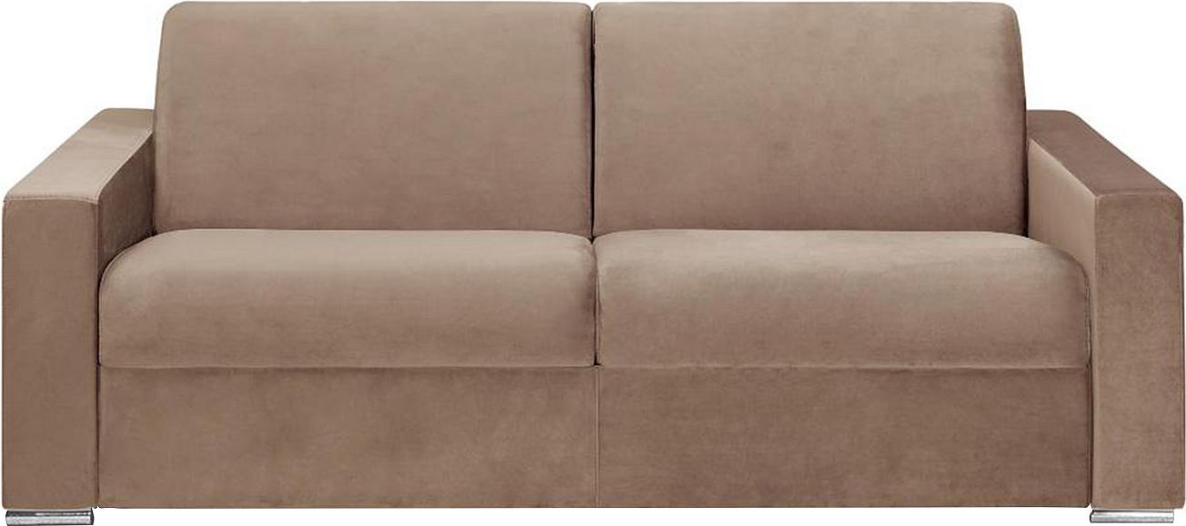 Vente-unique Schlafsofa mit Matratze 4-Sitzer - Liegefläche: 160 cm - Matratzenhöhe: 18 cm - Samt - Beige - CALITO