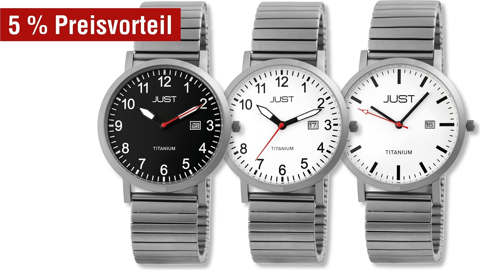 Just Herrenuhr mit Zugarmband, Titan, 5 ATM