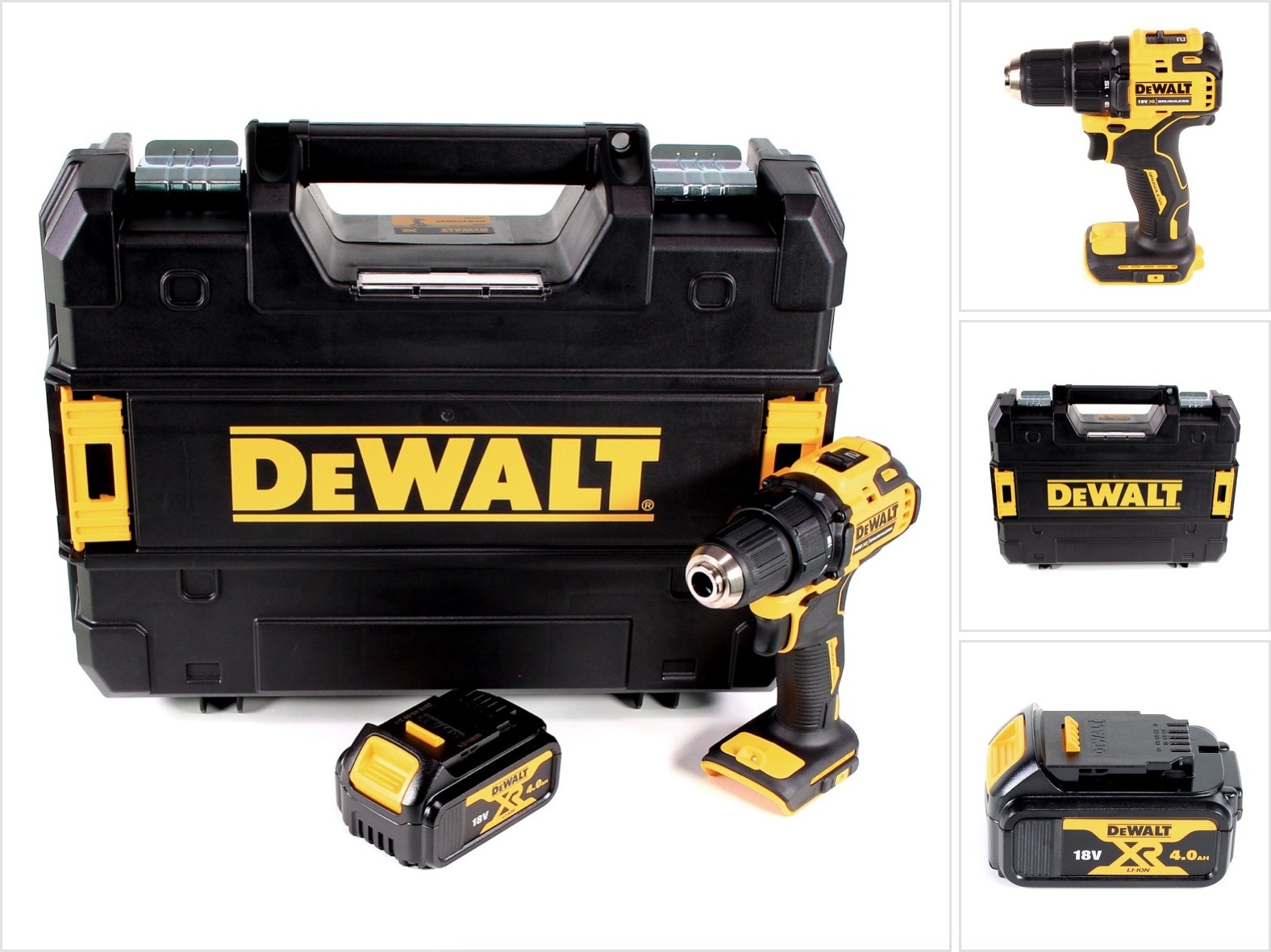 Akumulátorový vŕtací skrutkovač DeWalt DCD 708 NT 18 V Li-Ion Brushless v krabici TSTAK + 1 x 4,0 Ah batéria - bez nabíjačky