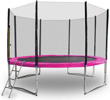 Trampolin-King 250cm Trampolin mit Sicherheitsnetz, Randabdeckung, Leiter, Pink, MS-17124