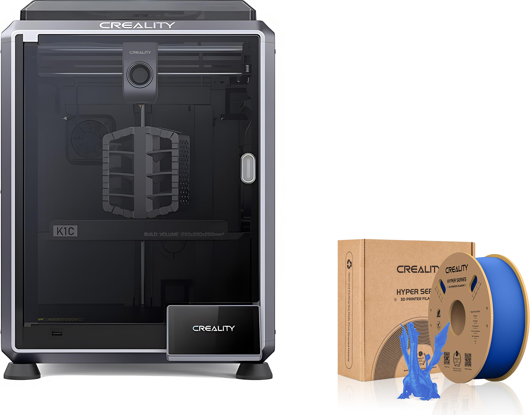 CREALITY 3D Creality K1C 3D Drucker, mit 1kg Creality Hyper PLA Filament--Blau