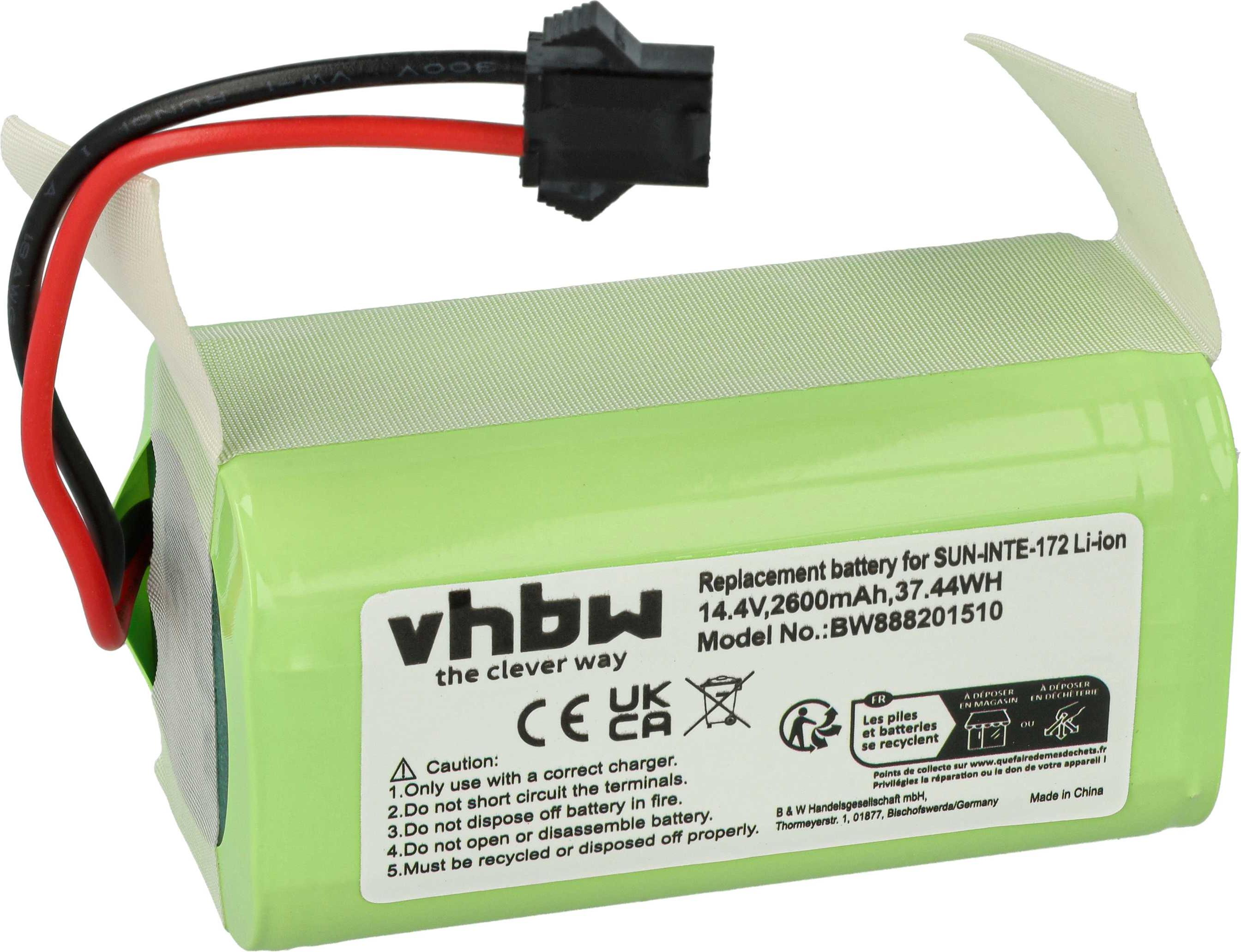 vhbw Akku kompatibel mit Tesvor X500 Pro, S6, Simum 6, T8, S3, X500, V300, Turbo, Simum 9, Simum 8, Simum 7, V6 Saugroboter (2600 mAh, 14,4 V, Li-Ion) 167401886-26