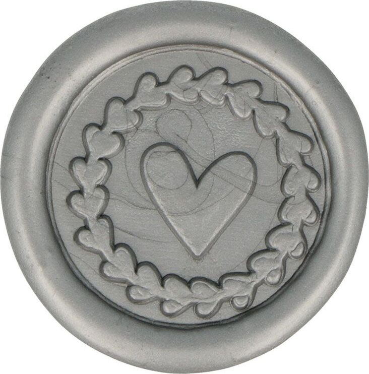 Artemio 10 Wachssiegel um zu kleben 25 mm - Silber - Herz