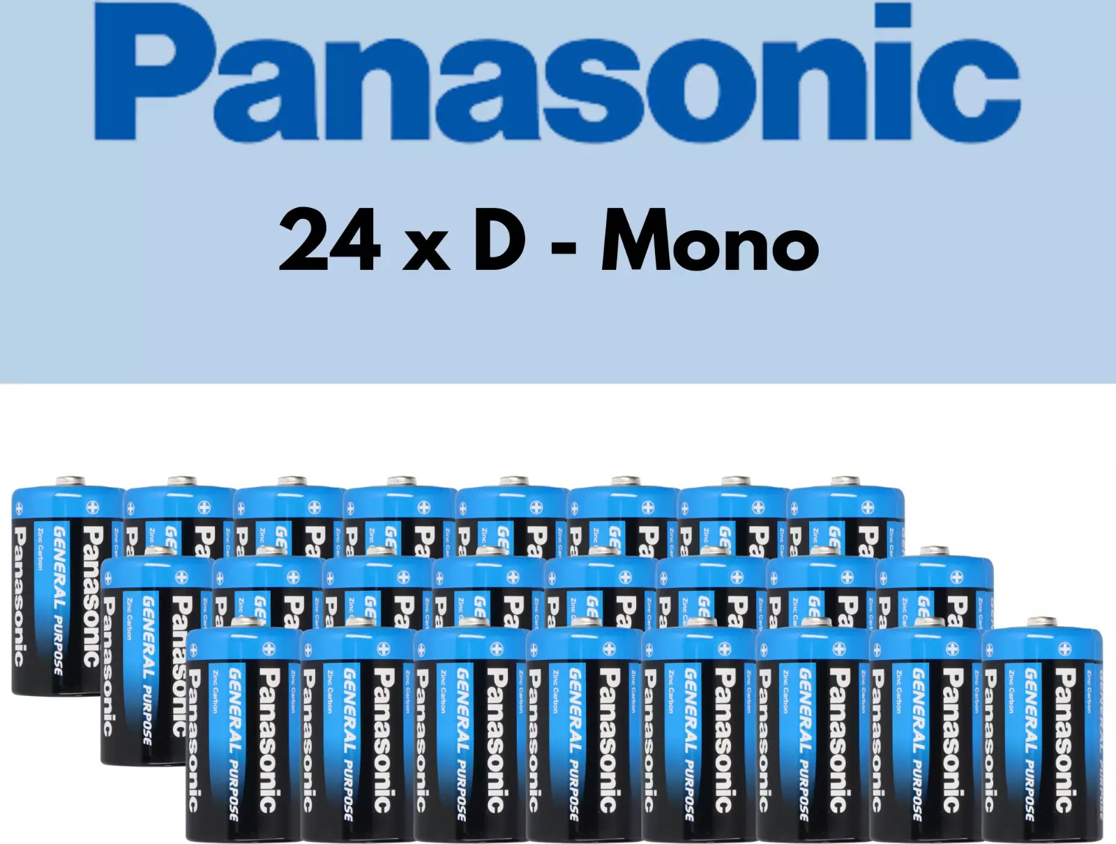 Panasonic Batterien, R20 D Mono 24er Pack, Markenqualität, Zink Kohle, 1,5V