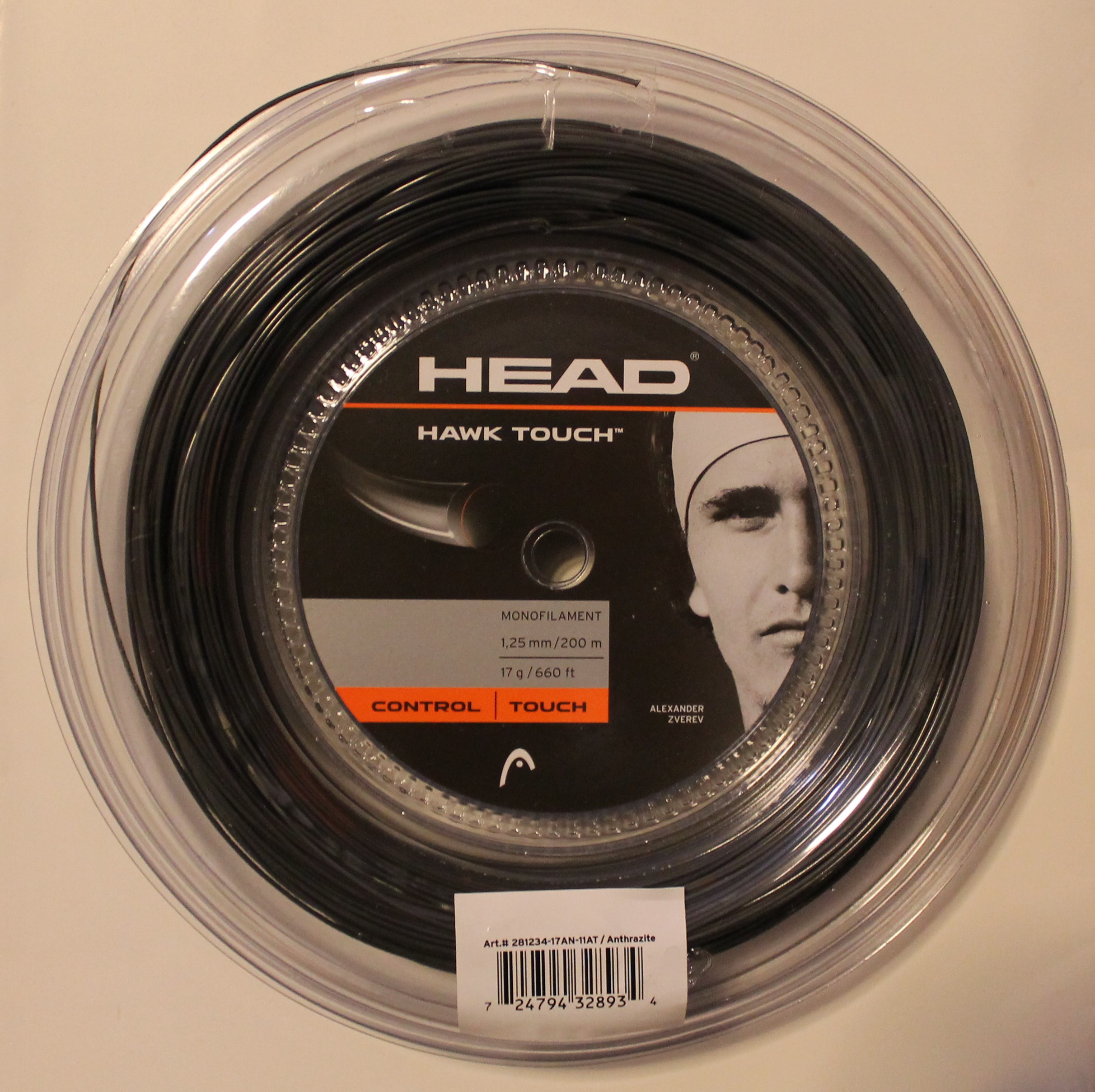 HEAD Hawk Touch 1.25mm 120m 17 Gauges 394ft Tennis String Red Reel
